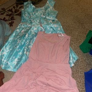 blue and pink dress